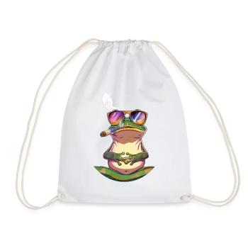 Grenouille avec lunettes de soleil et cigare - Weed Frog - Sac de sport léger - blanc - Devant