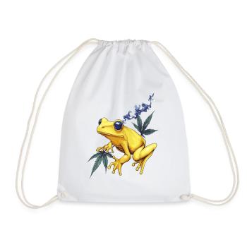 Gelber Frosch mit Rauchwolke - Weed Frosch - Turnbeutel - Weiß - Vorne