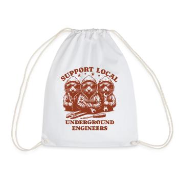 Mole Love Support Local underground engineers - Drawstring Bag - white - Front