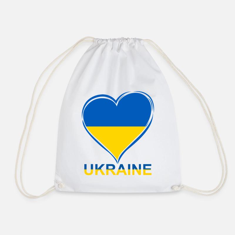 Ukraine Heart Flag Design - Drawstring Bag - white