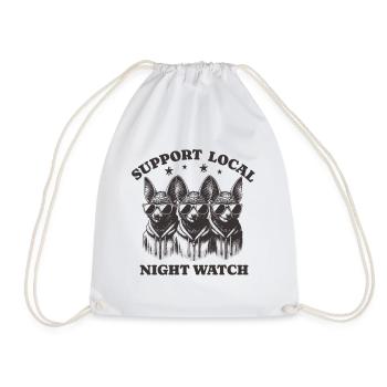bat Love Support Local night watch - Drawstring Bag - white - Front
