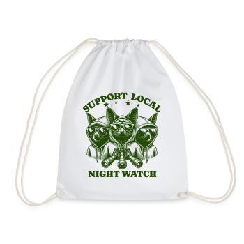 bat Love Support Local night watch - Drawstring Bag - white - Front