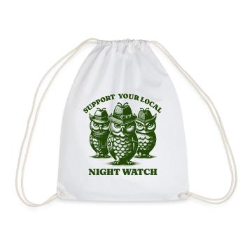 owl Love Support Local night watch - Drawstring Bag - white - Front