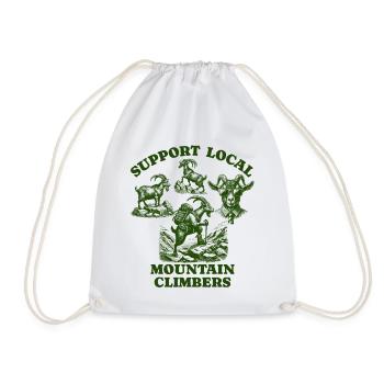 goat Love Support Local mountain climbers - Drawstring Bag - white - Front