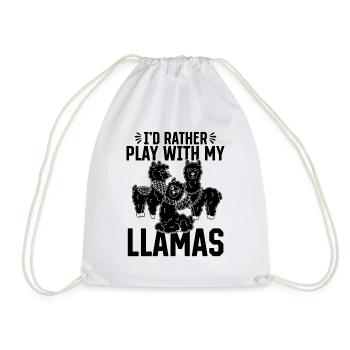 I'd rather play with my llamas - Alpaca Lover - Drawstring Bag - white - Front