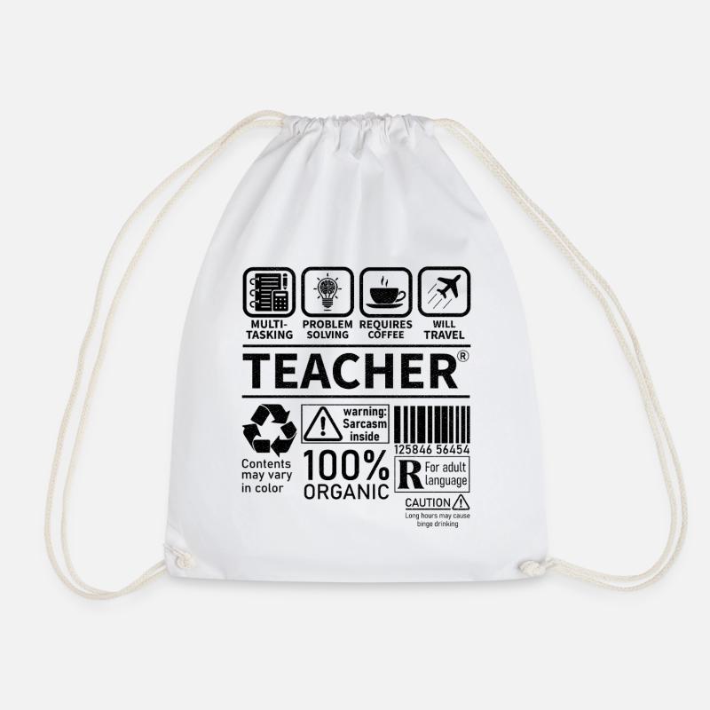 Teacher multi tasking problem solving requires - Drawstring Bag - white