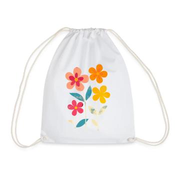 Matisse Inspired: Retro Floral Pattern Floral - Drawstring Bag - white - Front