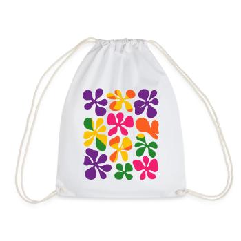 Matisse Inspired: Abstract Retro Floral Pattern - Drawstring Bag - white - Front