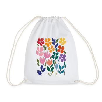 Matisse inspires: floral pattern in watercolor style - Drawstring Bag - white - Front