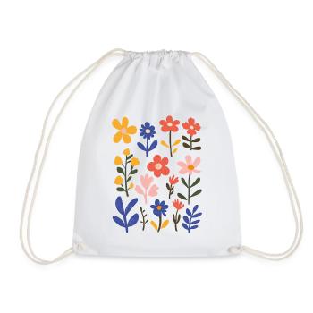 Matisse inspiriert: Fröhliches Blumenmuster Bunt - Turnbeutel - Weiß - Vorne