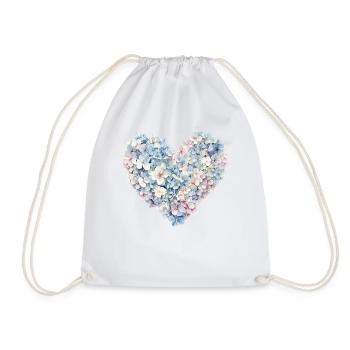 Heart of Hydrangeas Flowers - Delicate Blossoms - Drawstring Bag - white - Front