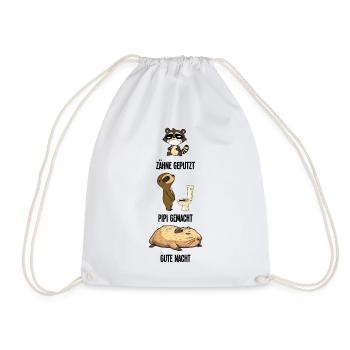 Teeth Brushed Raccoon Capybara Sloth Gift - Drawstring Bag - white - Front