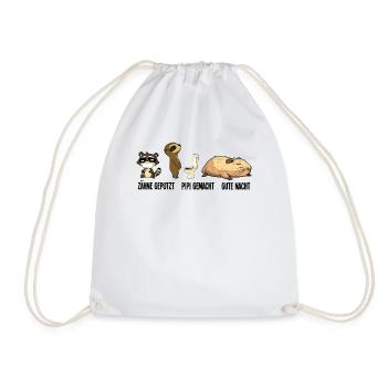 Gute Nacht Waschbär Faultier Capybara Schlafshirt - Turnbeutel - Weiß - Vorne