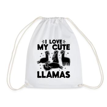 Llama Lover - I love my cute Llamas - Drawstring Bag - white - Front