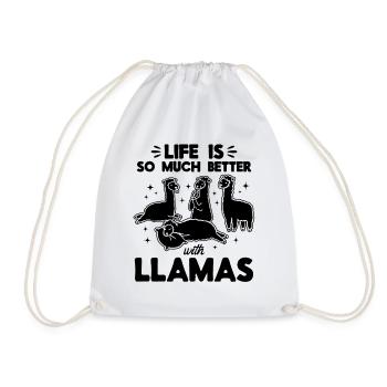 Llama Lover - Life is so much better with Llamas - Turnbeutel - Weiß - Vorne