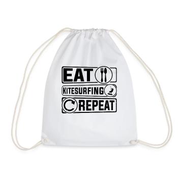Eat Kitesurfing Repeat - Kiteboarding Kitesurfing - Turnbeutel - Weiß - Vorne