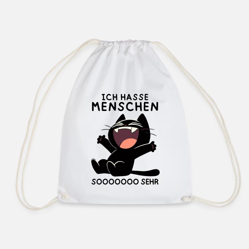 Lachende schwarze Katze – Wenn’s richtig wehtut - Turnbeutel - Weiß
