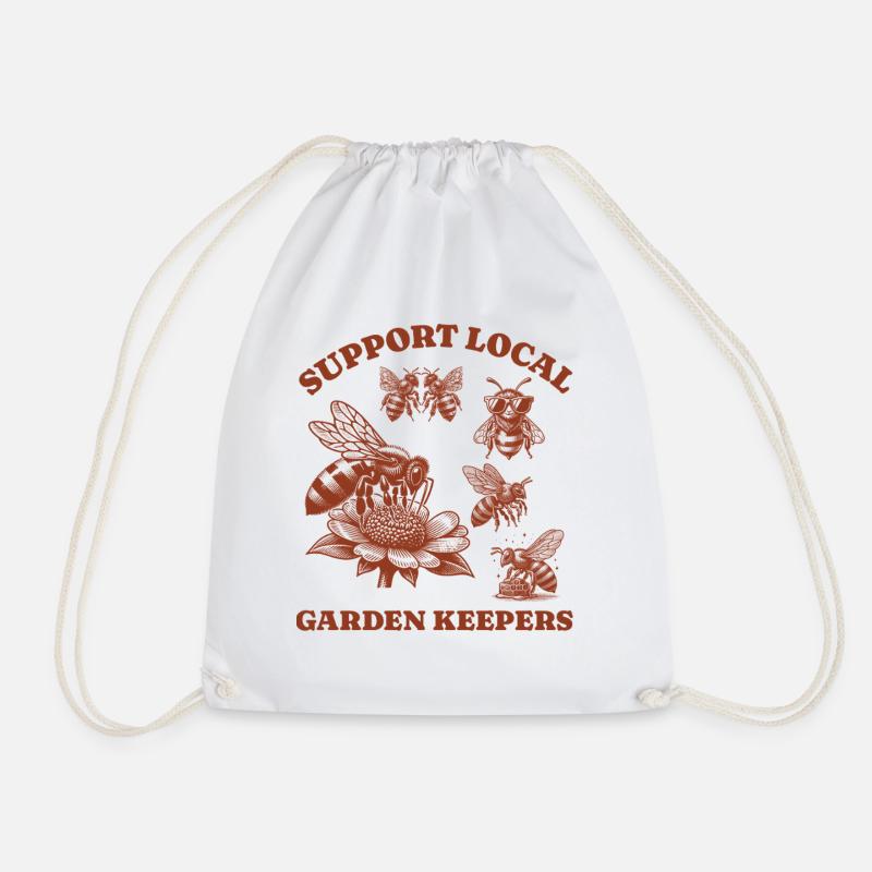bee Lovers - Support Local garden keepers - Drawstring Bag - white