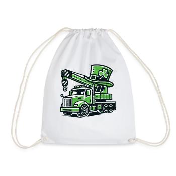 Camion-grue avec trèfle porte-bonheur Saint-Patrick - Sac de sport léger - blanc - Devant