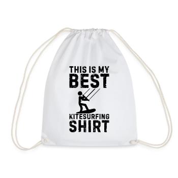 This is my best Kitesurfing shirt Kiteboarding - Drawstring Bag - white - Front