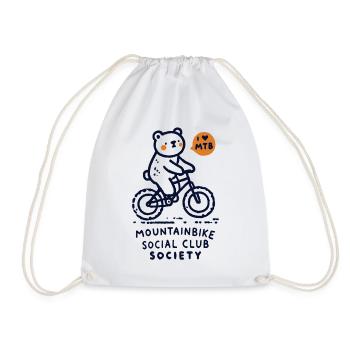 Bicycle Bear Mountain Bike Club Retro Style - Drawstring Bag - white - Front