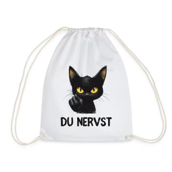 Witzige schwarze Katze sagt: Du nervst - Turnbeutel - Weiß - Vorne