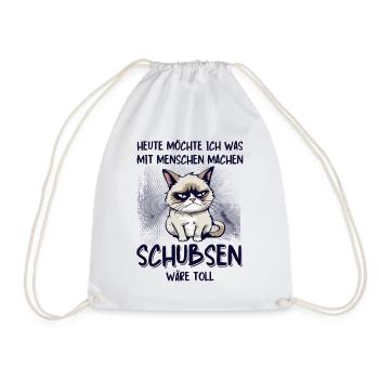 Menschen schubsen - Süße Grump Style Katze - Turnbeutel - Weiß - Vorne