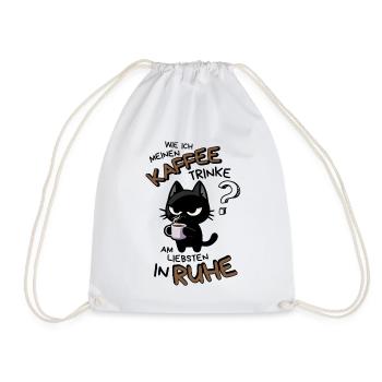 Kaffee und Ruhe – schwarze Katze am Limit - Turnbeutel - Weiß - Vorne
