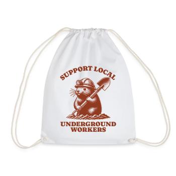 Support Local Underground Workers Lustiges Mole - Turnbeutel - Weiß - Vorne