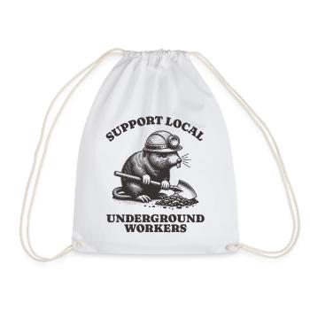Support Local Underground Workers Lustiges Mole - Turnbeutel - Weiß - Vorne