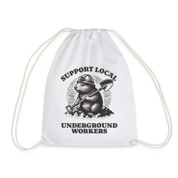 Support Local Underground Workers Lustiges Mole - Turnbeutel - Weiß - Vorne