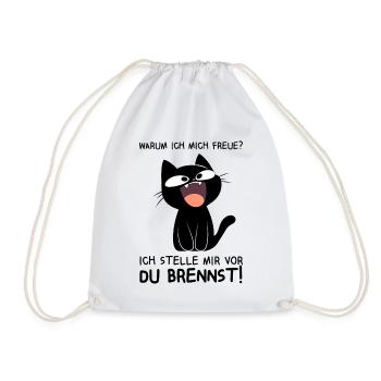 Ich stelle mir vor du brennst - Schwarze Katze - Turnbeutel - Weiß - Vorne