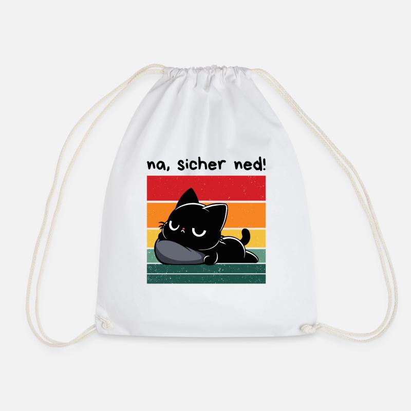 Na, sicher ned! – Grantige Katze mit Sarkasmus - Turnbeutel - Weiß