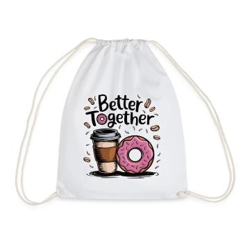 Coffee and donut – better together - Drawstring Bag - white - Front