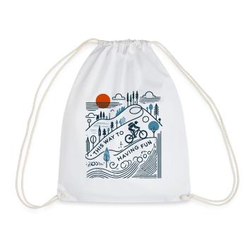 Bike Adventure Mountain Scenery Fun - Drawstring Bag - white - Front