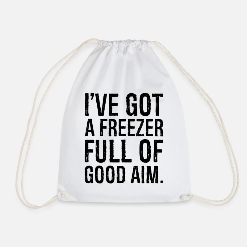 I've got a freezer full of good aim - Drawstring Bag - white