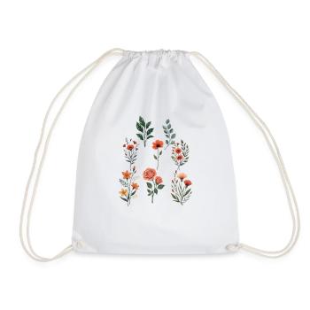Assorted Floral Botanical Set - Drawstring Bag - white - Front