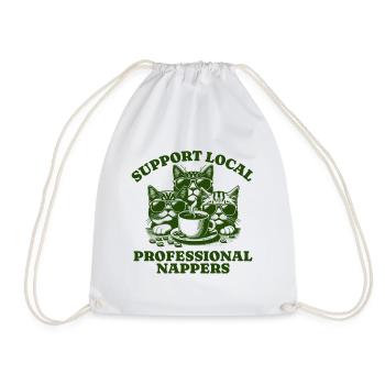 Support Local Professional Nappers Funny Cat - Drawstring Bag - white - Front