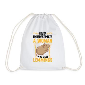 Lemming Vole Woman with Lemming - Drawstring Bag - white - Front