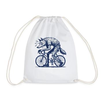 Bicycle Wolf Creative Cycling Design - Drawstring Bag - white - Front