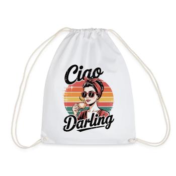 Ciao Darling – Retro Coffee Lady - Drawstring Bag - white - Front