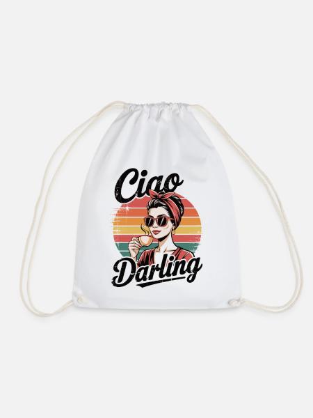 Ciao Darling – Retro Kaffeelady - Turnbeutel - Weiß