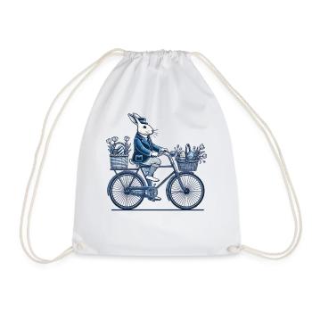 Ostern Retro Hase Mit Fahrrad Design - Turnbeutel - Weiß - Vorne