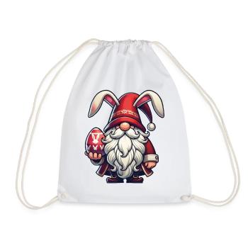 Gnome de Pâques avec œuf et oreilles de lapin - Sac de sport léger - blanc - Devant