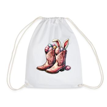 Bottes de cow-boy rétro de Pâques avec des œufs - Sac de sport léger - blanc - Devant