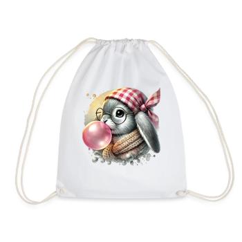 Ostern Retro Hase Mit Brille In Cottagecore Stil - Turnbeutel - Weiß - Vorne