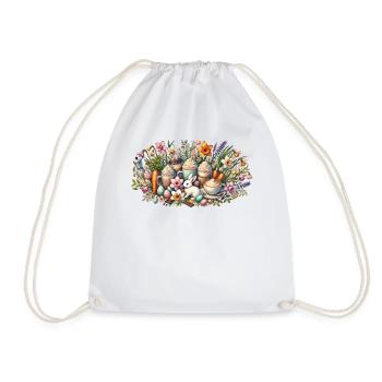 Amateurs de café de Pâques : Lapin de Pâques et défilé de fleurs - Sac de sport léger - blanc - Devant