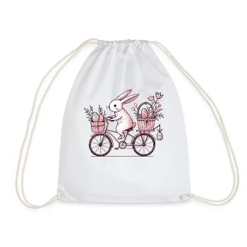 Ostern Hase Rad Vintage Stil - Turnbeutel - Weiß - Vorne