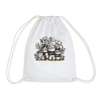 Easter Coffee Love Easter Bunny Happy Easter - Drawstring Bag - white - Front