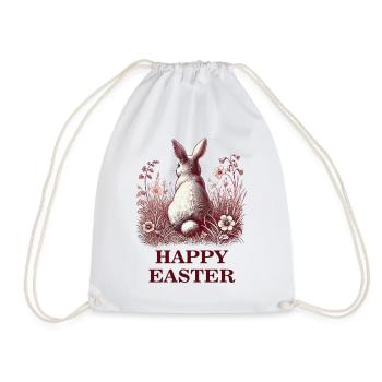 Ostern Retro Hase Im Vintage Blumenfeld - Turnbeutel - Weiß - Vorne